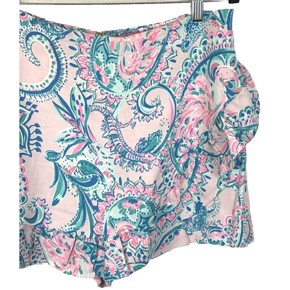 Lilly Pulitzer Faye Pink Tropics Skort 10 Ruffle Resort Coastal Beach Preppy - Picture 11 of 12